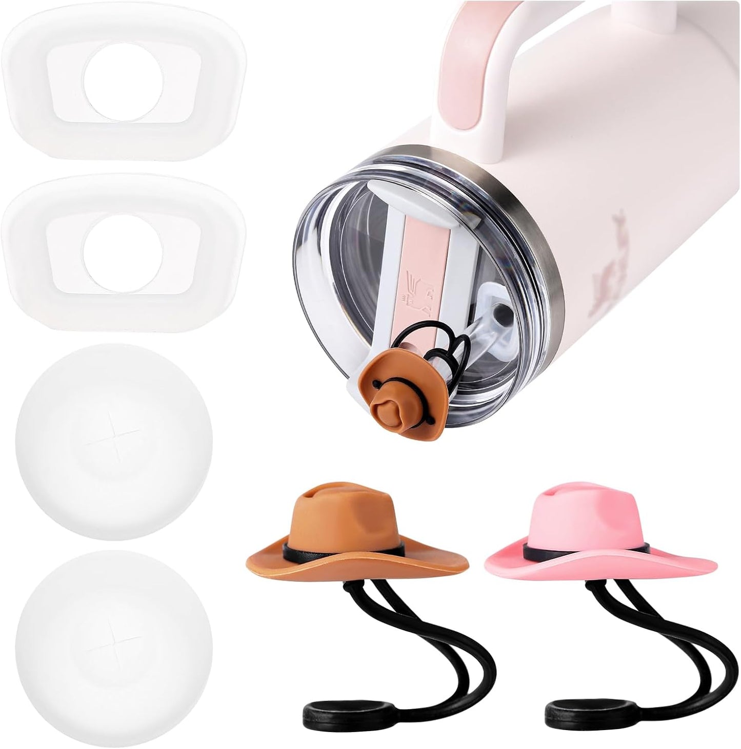 HOMDSG Spill Stopper Set for Stanley Cup 2.0 40oz 30oz, Accessories Including Straw Cover Cap, Fix Leak Stopper and Lid Spill Plug, Clear