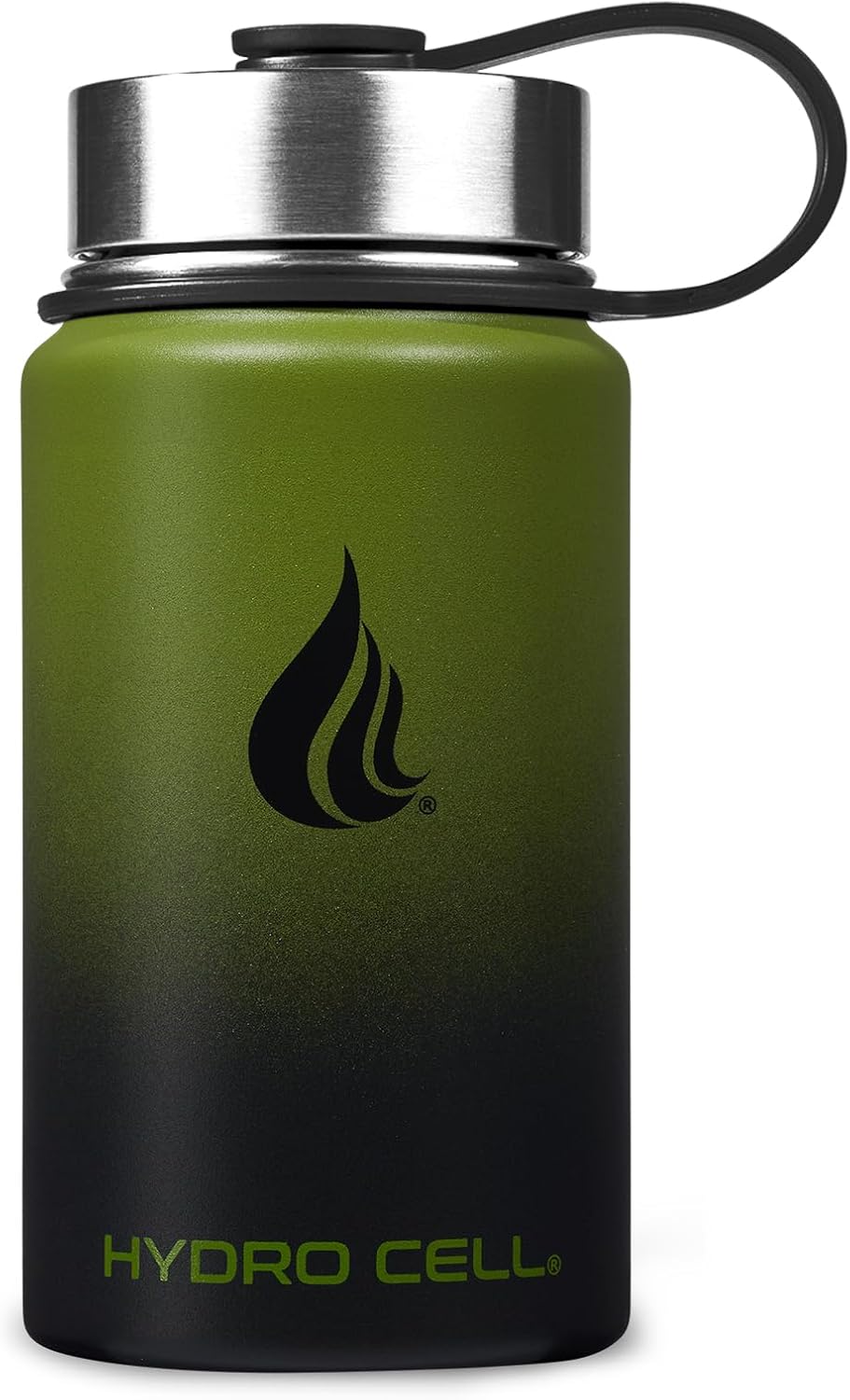 HYDRO CELL Stainless Steel Insulated Water Bottle with Straw - For Cold & Hot Drinks - Metal Vacuum Flask with Screw Cap and Modern Leakproof Sport Thermos for Adults (Neon 18oz)