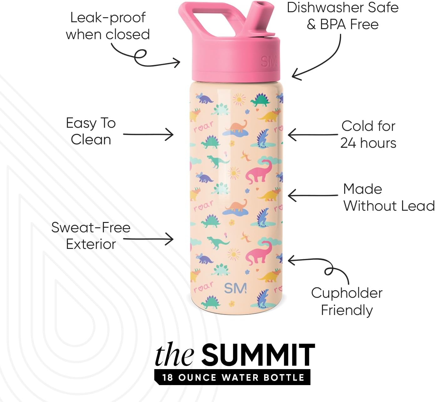 Simple Modern Kids Water Bottle with Straw Lid | 14oz Insulated Stainless Steel Kids Tumbler & Spill Proof Toddler Cup for School, Girls, Boys | Summit | Chloe Floral - Colors B