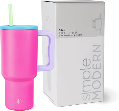 Simple Modern 40 oz Trek Tumbler with Handle and Straw Lid | Cup Holder Friendly Insulated Stainless Steel Travel Mug | Sea Glass Sage - Colors B