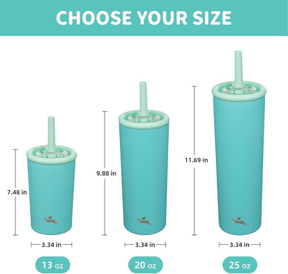 Konokyo 25oz Insulated Tumbler with Lid and Straw, Reusable Iced Coffee Cup with Lid, Travel Coffee Mug, BPA-Free, Leak-Proof and Durable, Oasis