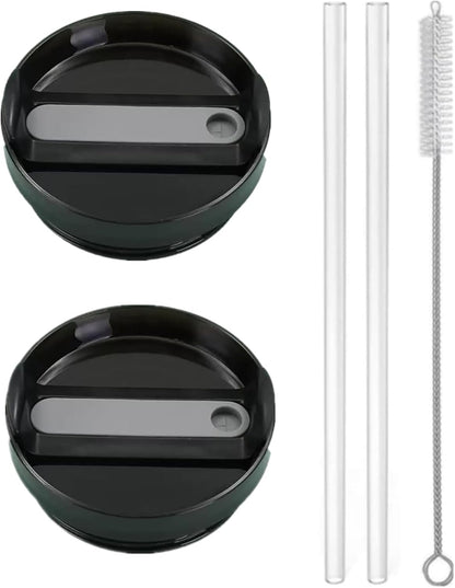 2pcs Tumbler Lid for Stanley 40oz Cup,Replacement 40 oz Tumbler Lid,2Pcs Extra Long Reusable Straws and 1Pcs Cleaning Brush (White)