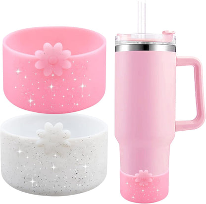 Hpbel Protective Silicone Boot for Stanley Cup Accessories Compatible with Stanley Cup Boot 40/30z and More Bottles with 2.95in Bottom for Water Bottle Flower Tumbler Accessories