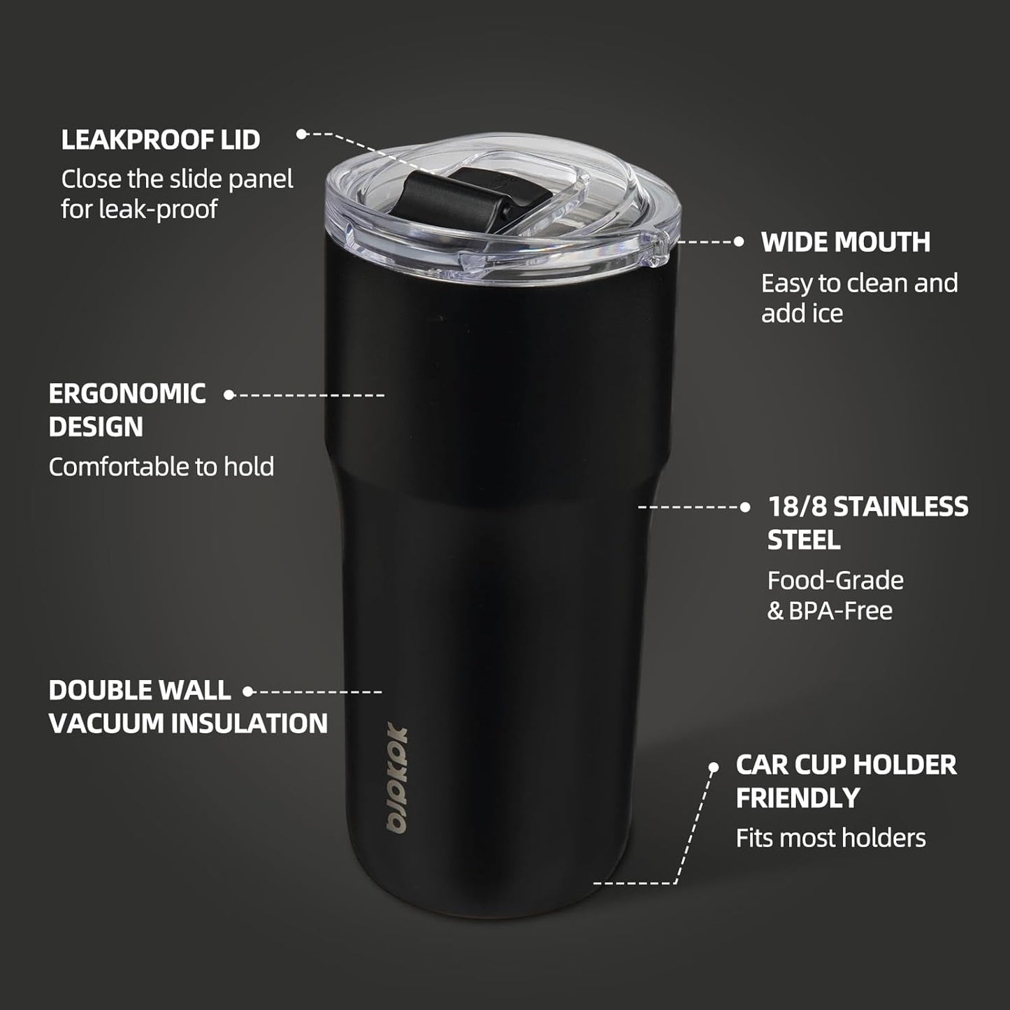 BJPKPK Insulated Tumbler,20oz Stainless Steel Tumbler with lid,Double Wall Travel Coffee Mug Thermal Cup,Keep Drinks Cold and Hot,Lavender