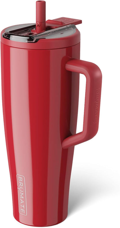 BrüMate Era Flip 30oz Tumbler with 100% Leakproof Covered Straw Lid | Hygienic Covered Straw | Insulated Stainless Steel Water Bottle with Handle | Cup Holder Friendly | BPA-Free (Sage)