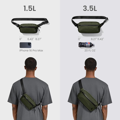 tomtoc 3.5L Sling Bag with RFID Blocking, Crossbody Bag Chest Shoulder Pack for Men and Women, Water-resistant Lightweight Casual Waist Fanny Pack for Travel/Daily Use