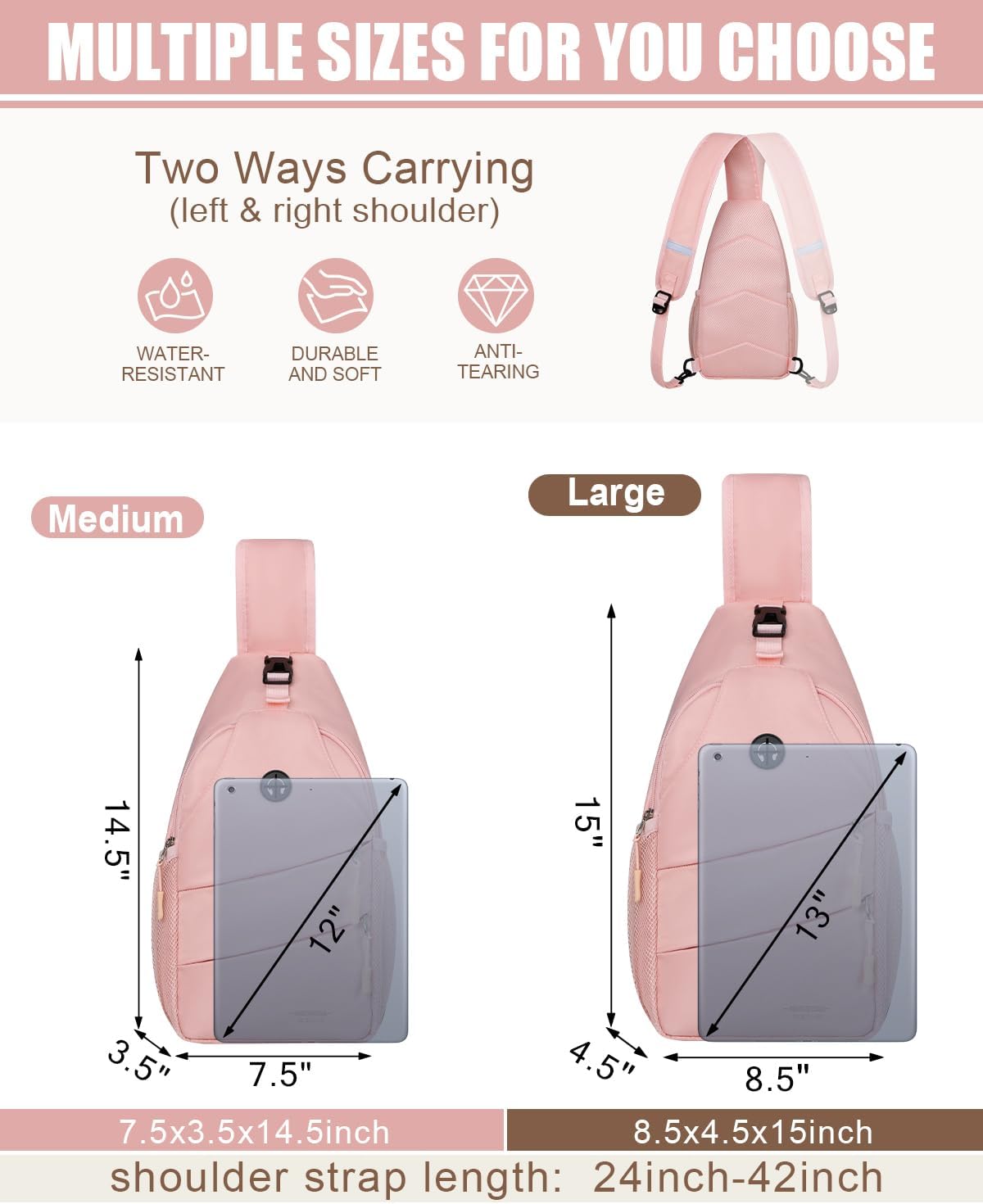 Pritent Crossbody Bags for Women Men Trendy Sling Bag Backpack Casual Chest Bag with Convertible Shoulder Strap