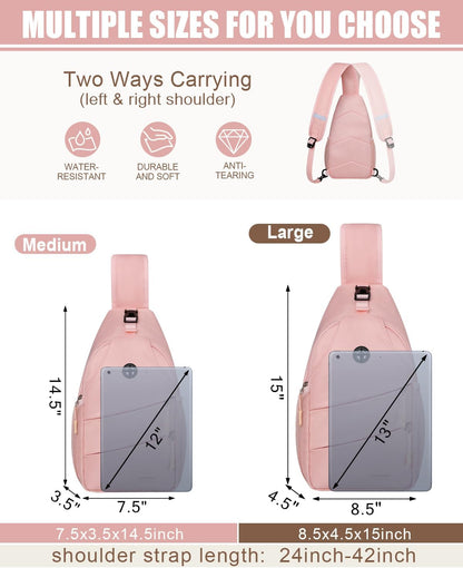 Pritent Crossbody Bags for Women Men Trendy Sling Bag Backpack Casual Chest Bag with Convertible Shoulder Strap