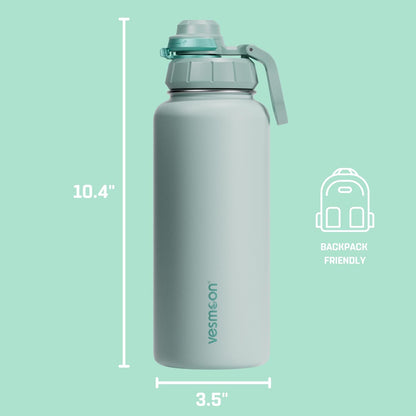 Vesmoon Vessence 24 Oz Stainless Steel Tea Infuser Bottle for Loose Leaf Tea, Water, Herbs, Fruits - Triple Layered Insulated, Leak Proof Bottle with Lid and Clip Handle - 24 Hours Hot/Cold