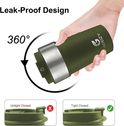 17oz Double Wall Stainless Steel Vacuum Insulated Travel Mug, Spill-Proof & Leak-Proof Coffee Mug, BPA-Free Reusable Coffee Cup for Hot & Cold Drinks, Black (Black)