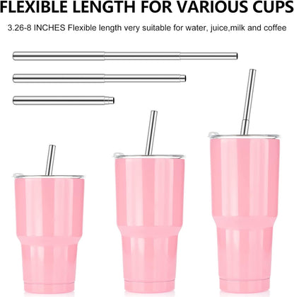 Gejoy 6 Pack Metal Reusable Straw Travel with Case Collapsible Foldable Portable Retractable Drinking Straw Stainless Steel Silicone Tip and Cleaning Brush Long for Cruise Ship Gift