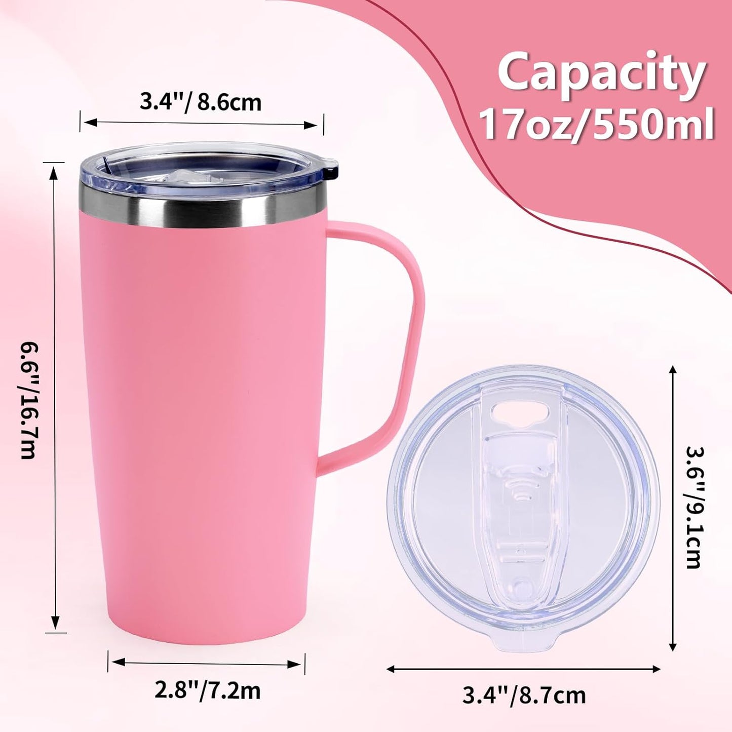 Trwcrt 19oz Insulated Coffee Mug with Handle, Double Wall Vacuum Stainless Steel Travel Coffee Tumbler, Blue