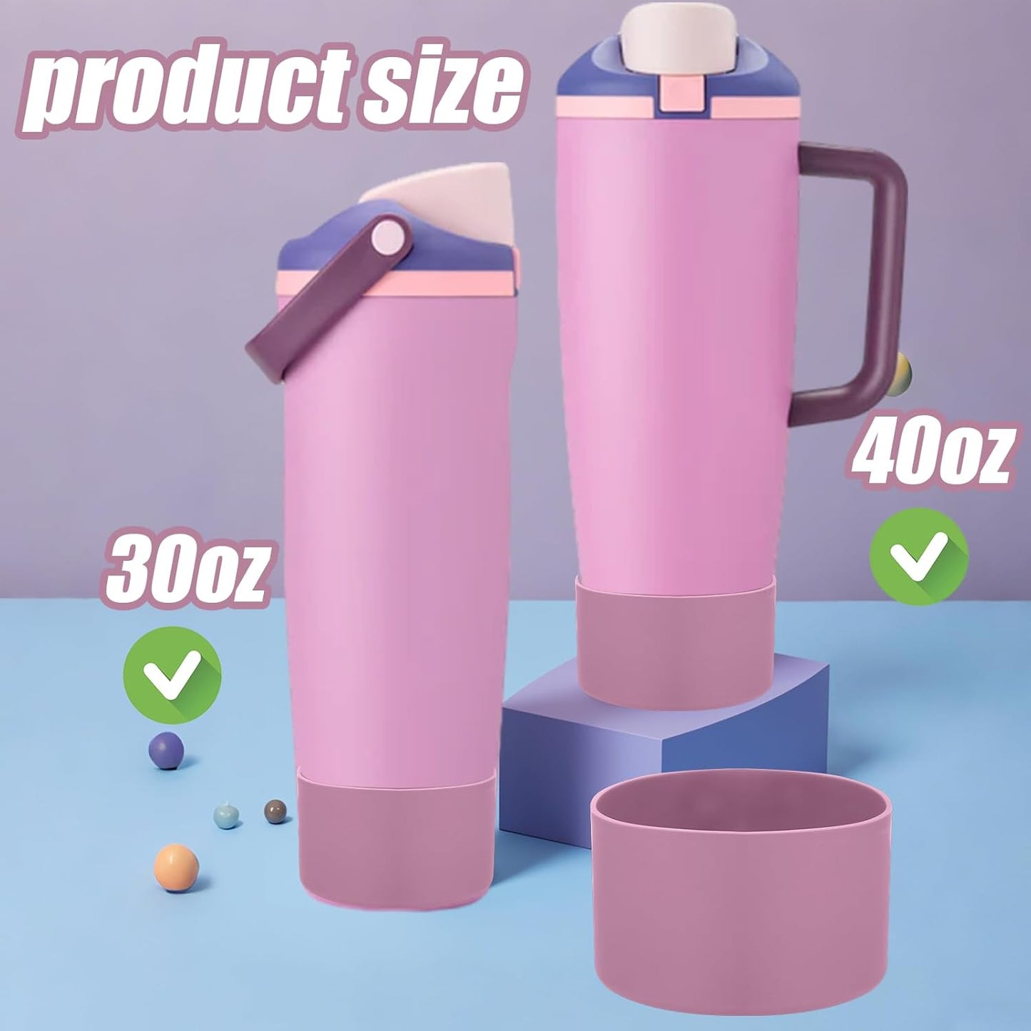Mity rain 2PCS Protective Silicone Boots for Owala 30oz & 40oz FreeSip Sway Bottles & Tumblers - Accessories for owala, Enhances Stability & Prevents Scratches(Black Cherry)