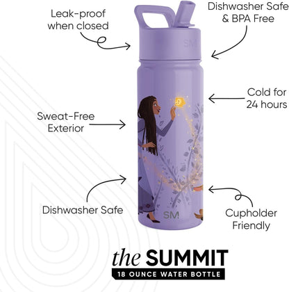 Simple Modern Disney Minnie Mouse Kids Water Bottle with Straw Lid | 14oz Insulated Stainless Steel Kids Tumbler & Spill Proof Toddler Cup for School, Girls, Boys | Summit | Minnie Mouse Fun - Colors B