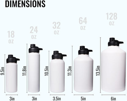 Fijinhom 24 oz Insulated Water Bottle with Handle, 304 Stainless Steel Water Bottles with Wide Mouth, Double Wall Vacuum Sports Water Bottle, BPA Free, Keep Cold and Hot, Black | with Handle