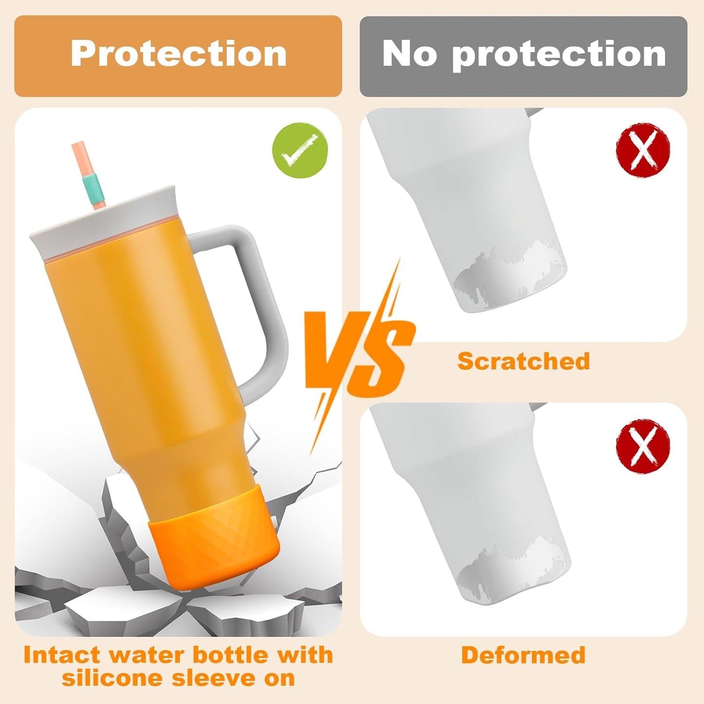 Silicone Boot for Owala 40 oz Tumbler with Handle, Anti-Slip Protective Sleeve for Stainless Steel Triple Layer Insulated Travel Tumbler Accessories