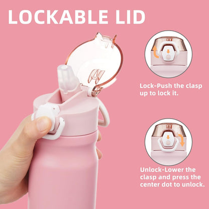 Konokyo 18 oz Insulated Water Bottle with Straw Lid, Stainless Steel Vacuum Sports Water Bottle, Leak-Proof Reusable Metal Flask with Carry Loop, BPA-Free Travel Bottle for Gym, School, Office