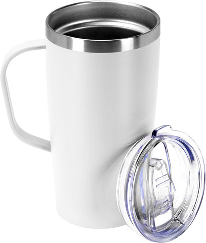 Trwcrt 19oz Insulated Coffee Mug with Handle, Double Wall Vacuum Stainless Steel Travel Coffee Tumbler, Blue
