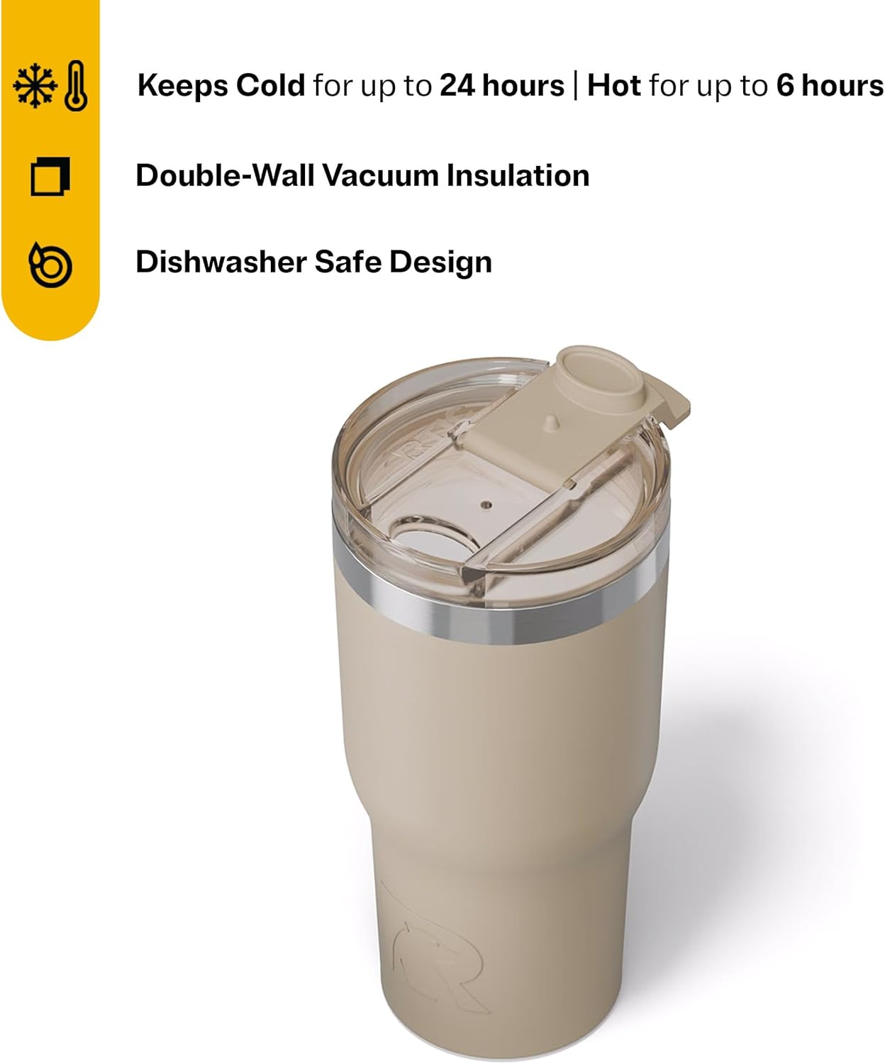 RTIC 20oz Essential Tumbler with Lid, Ceramic Lined, Insulated, Stainless Steel, Metal, Double Wall Vacuum-Insulation, Travel Cup for Iced Coffee, Tea, Hot and Cold Drink, Graphite