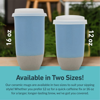 NOVA CERAMICS Coffee Tumbler – Travel Mug - On the Go Coffee Mug – Microwave & Dishwasher Safe Green Coffee Tumbler - Gifts For Women Men Him Her – 16oz – Monsoon