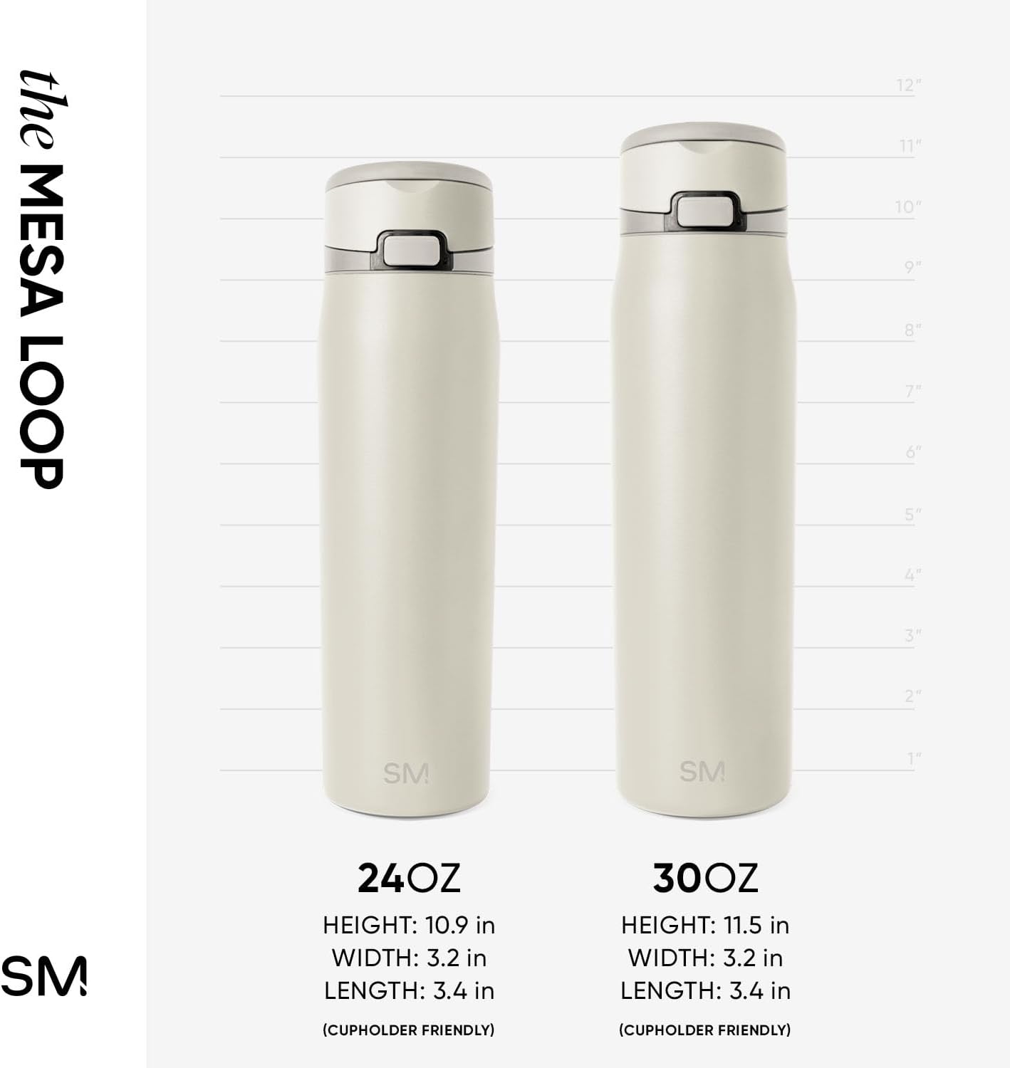 Simple Modern Mesa Loop Water Bottle with Covered Straw and Handle | 24oz Cup Holder Friendly Insulated Stainless Steel Bottles for Travel, Sports and School | Iris Sage - Colors B