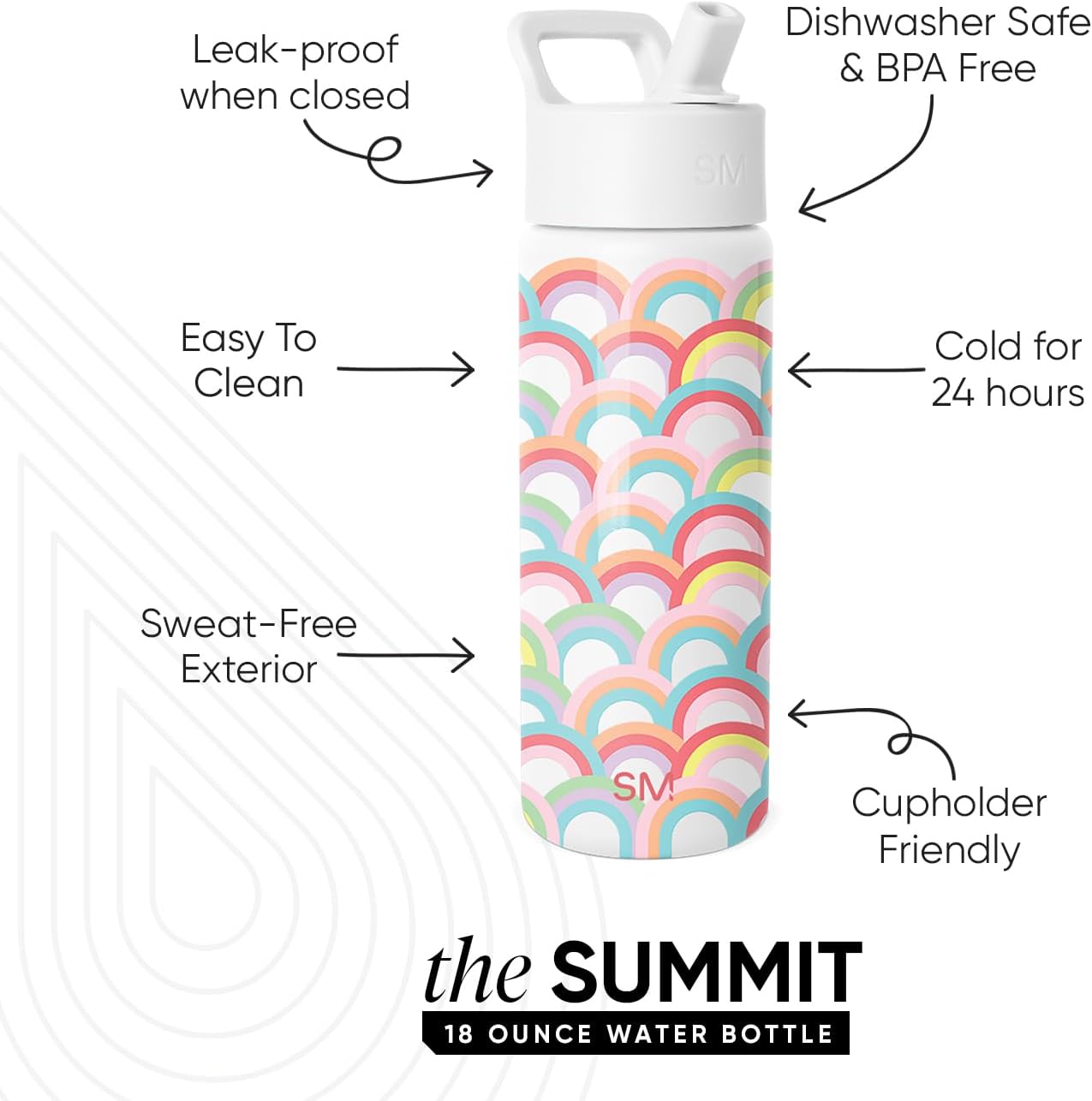 Simple Modern Kids Water Bottle with Straw Lid | 14oz Insulated Stainless Steel Kids Tumbler & Spill Proof Toddler Cup for School, Girls, Boys | Summit | Chloe Floral - Colors A