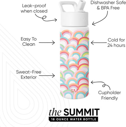 Simple Modern Kids Water Bottle with Straw Lid | 14oz Insulated Stainless Steel Kids Tumbler & Spill Proof Toddler Cup for School, Girls, Boys | Summit | Chloe Floral - Colors A