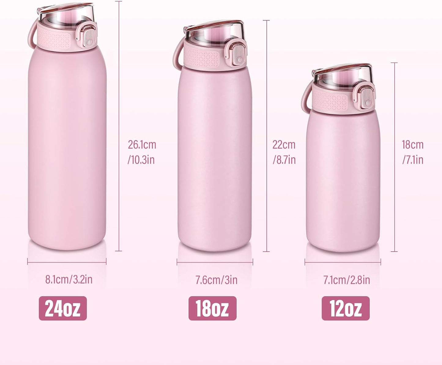 Insulated Water Bottle 24 oz with Dustproof Lid, Carry Handle & Tea Infuser, BPA-Free & Leakproof, Stainless Steel Water Bottles Ideal for Fitness, Hiking, Office & Outdoor Use (Black)