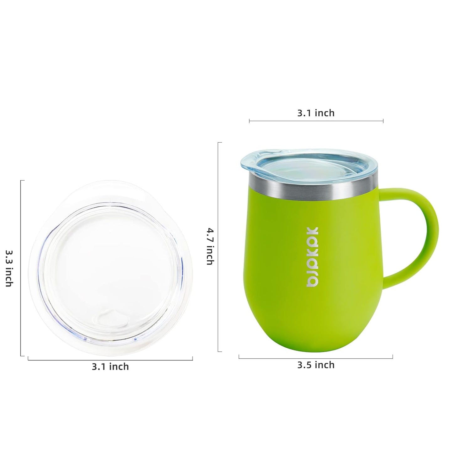 BJPKPK 2 pcs Insulated Coffee Mug, 14oz Insulated Tumbler with Lid, Stainless Steel Coffee Cups with Splash Proof Lid-White