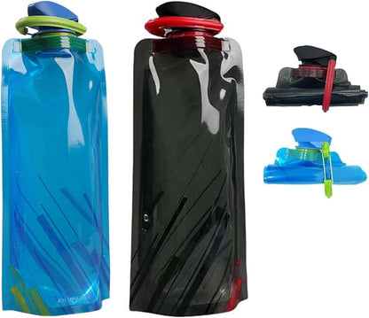 Collapsible Water Bottles for Travel – 24oz Foldable Water Bottle with Leakproof Lid, Portable Reusable BPA-Free Water Bottle for Hiking,Sports,Camping,Biking