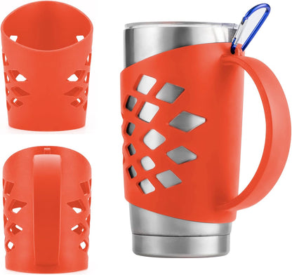 Handler for 20 oz Tumbler, Anti Slip Silicone Tumbler Grip Protective Sleeve Cover With Handle for Yeti Rambler Travel Mug Cup (20oz Purple)