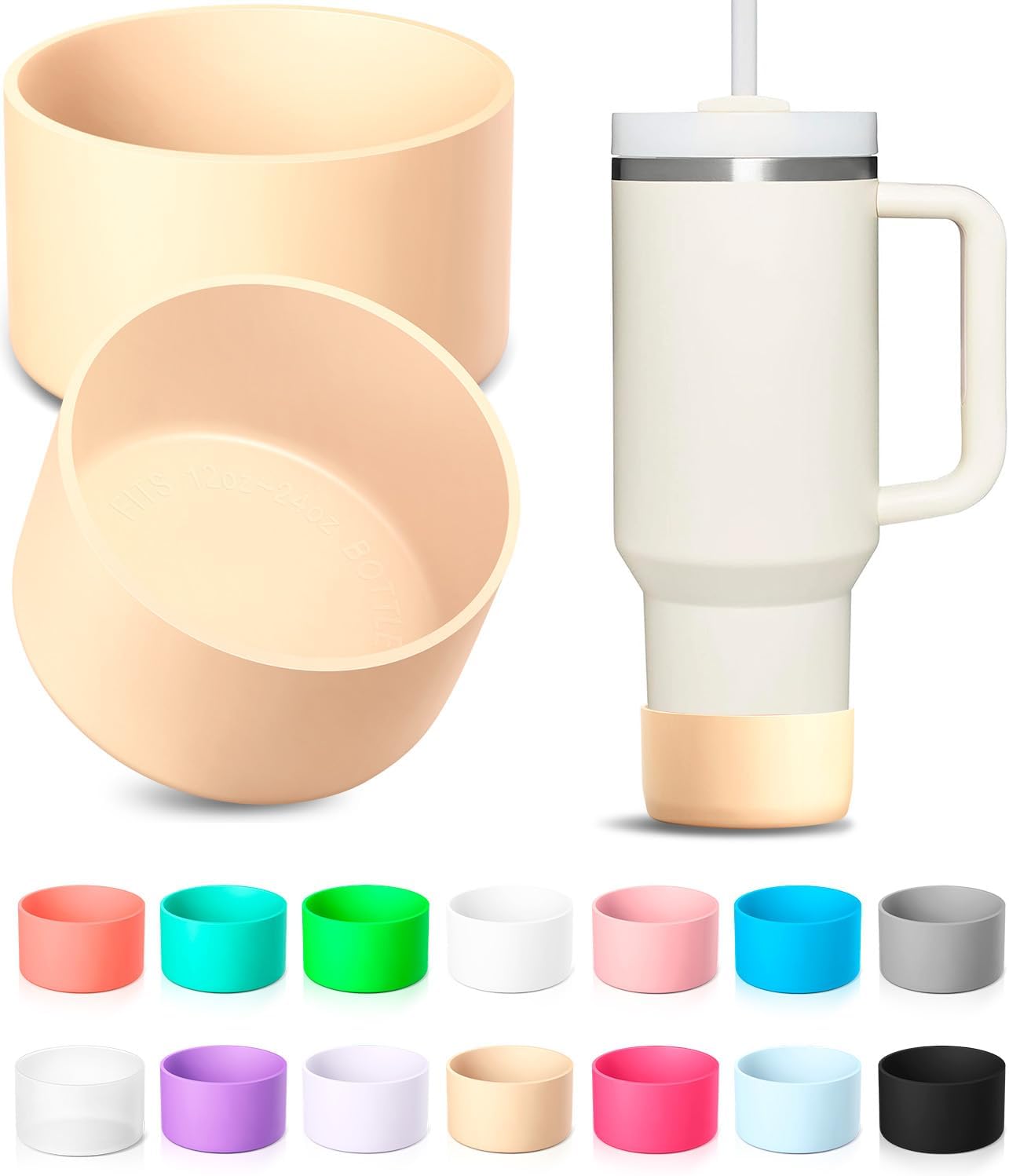 KTKUDY 2Pcs Silicone Boot for Stanley Quencher Tumbler 30 oz 40 oz & IceFlow 20 oz 30 oz & Fit Owala Freesip Water Bottle & Fit Hydro Flask & More - Cup Bottom Accessories Fit Stanley Cup