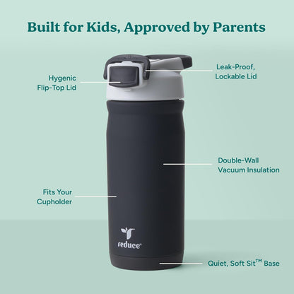 Reduce Hydrate Pro Kids 14oz Stainless Steel Insulated Water Bottle w/Straw – Spill Proof Tumbler for Kids – 30 Hour Cold Retention – Dishwasher Safe Leak-Proof Design - Abstract Flowers