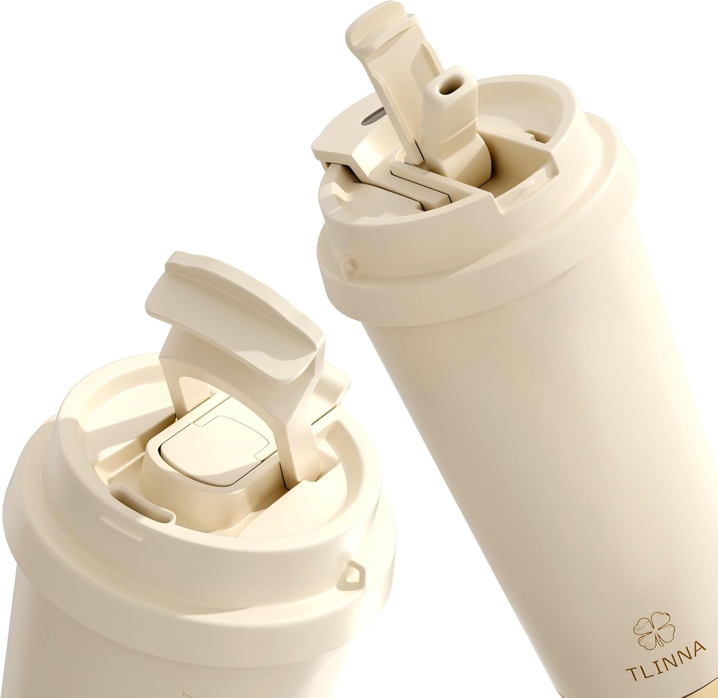 [2-IN-1 LID] Travel Mug,Coffe mug,Coffe cup,Ceramic coating Lined,316 Stainless Steel,BPA Free,Vacuum Insulated Tumbler for Water, Iced Tea or Coffee, Smoothie and More (Peony-White, 18 Onuces)