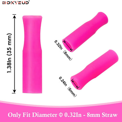 Reusable Stainless Steel Straws Set 6 PCS with 6 Silicone Tips, 2 Straw Brush, 1 Storage Case, Different Sizes of Metal Straws Reusable, Suitable for 14, 20, 30 oz Cups Tumbler, for Hot/Cold Drinks