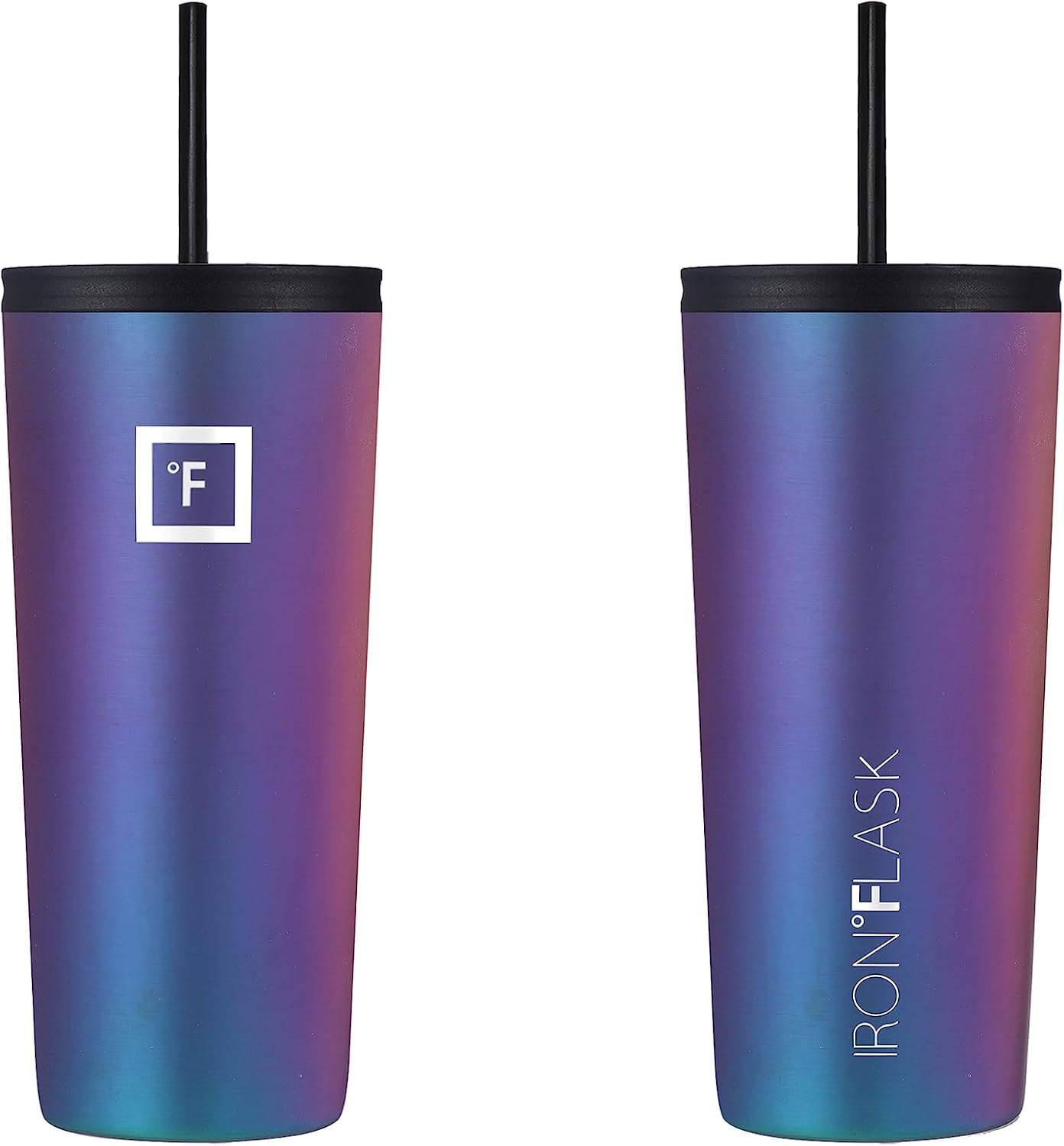 IRON °FLASK Classic Tumbler - Vacuum Insulated Stainless Steel Water Bottle, Double Walled, Drinking Cup, Insulated Travel Mug (Cobalt, 24 oz Solid Lid)