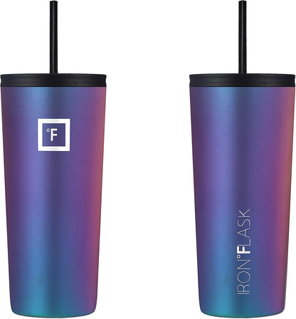 IRON °FLASK Classic Tumbler - Vacuum Insulated Stainless Steel Water Bottle, Double Walled, Drinking Cup, Insulated Travel Mug (Cobalt, 24 oz Solid Lid)