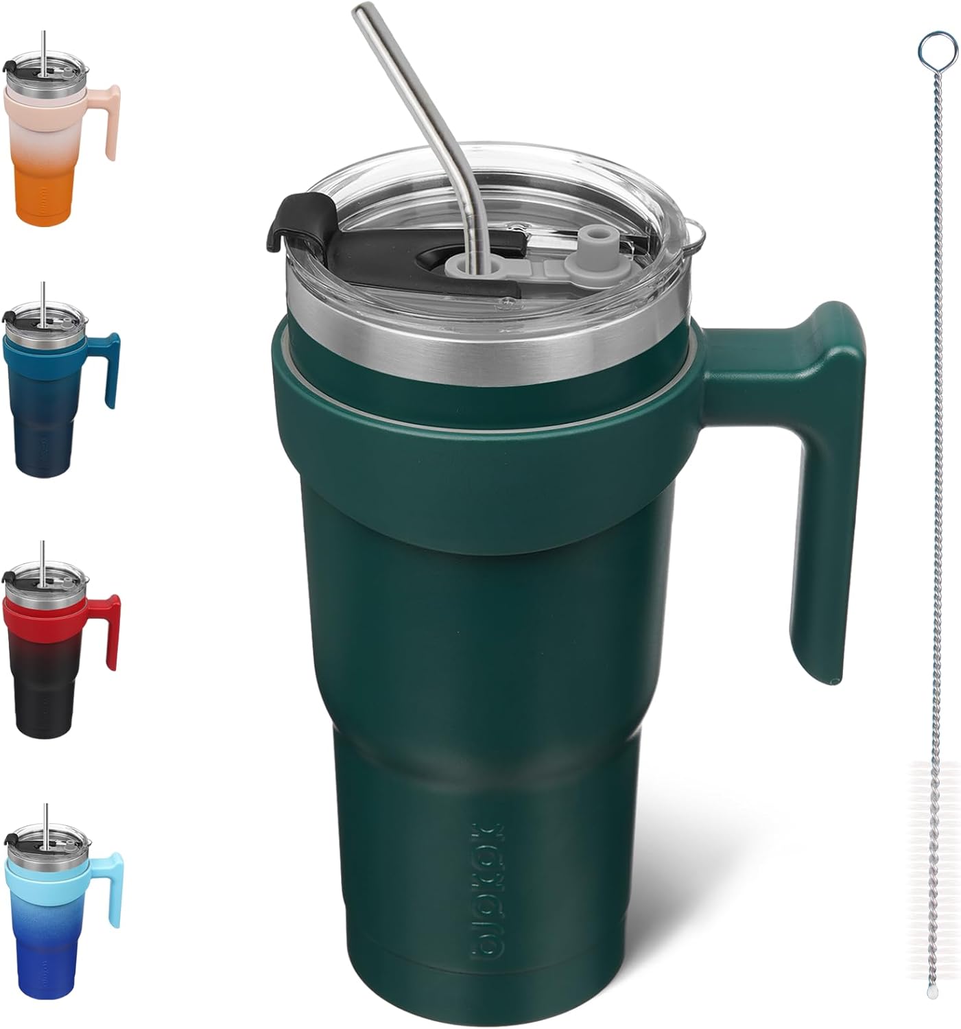 BJPKPK Tumbler With Handle And Straw Lid 40 oz Stainless Steel Insulated Coffee Tumbler Cups For Home, Office or Car,Turquoise