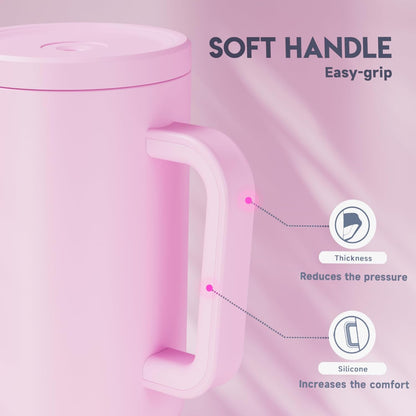Meoky 40 oz Tumbler with Handle and Straw: Stainless Steel Insulated Tumbler with Lid and Straw - 100% Leak Proof Tumbler for Car Cup Holders - Travelers Commuters Workers, Pink