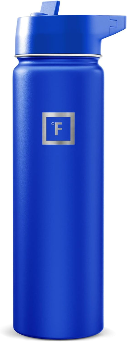 IRON °FLASK Camping & Hiking Hydration Flask with Straw, Wide Mouth Insulated Stainless Steel Sports Water Bottle - 22 oz Aurora
