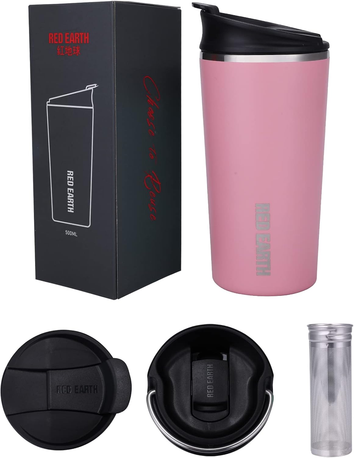 GiNT 17oz Travel Tea Mug with Infuser, 2 Lids. Vacuum Insulated 316 Stainless Steel Coffee Mug. Dishwasher Safe Tea Cup with Strainer for Hot & Cold Brew Coffee. Mothers Day Gifts for Mom (White)