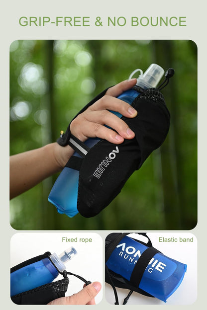 AONIJIE Handheld Water Bottle Running Small, 17oz (500ml) Soft Flask with Adjustable Strap Pocket, Lightweight Hand Water Bottle for Runners Marathon Hiking