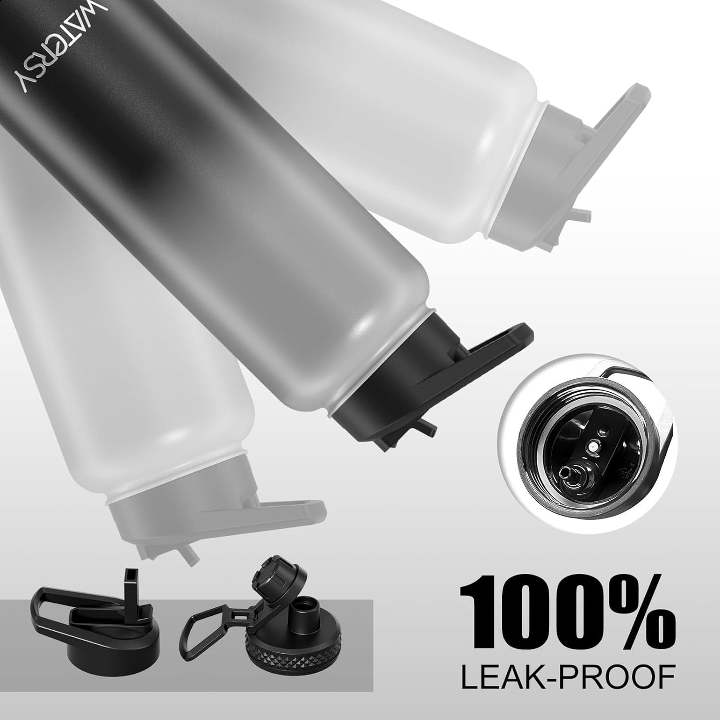 40oz Insulated Water Bottle (Cold for 48 Hrs),BPA Free&Leak Proof,Stainless Steel Water Flask,Water Jug with Straw Spout Lids for Gym,Hiking,Travel,Black Blue