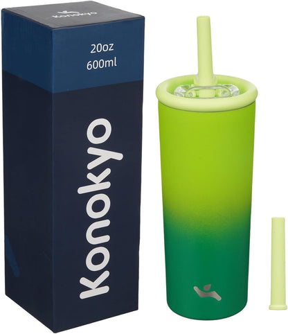 Konokyo 25oz Insulated Tumbler with Lid and Straw, Reusable Iced Coffee Cup with Lid, Travel Coffee Mug, BPA-Free, Leak-Proof and Durable, Oasis
