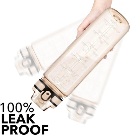 32oz Water Bottle with Time Marker, Motivational Drinking Bottle with Strap, BPA-Free Leak-Proof, Encouraging Water Bottle Time to Drink Water for Gym School Office Travel