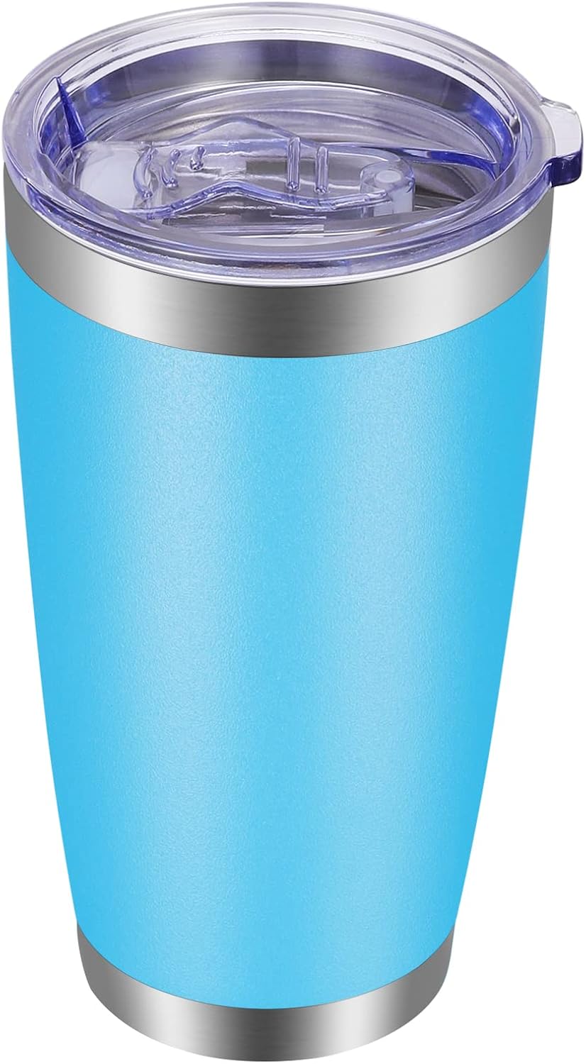 VEGOND 20oz Tumbler with Lid and Straw Stainless Steel Tumbler Cup Bulk Vacuum Insulated Double Wall Travel Coffee Mug Powder Coated Coffee Cup, Black, 12 Pack