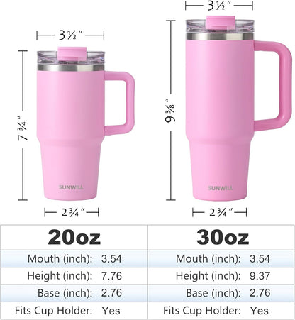 SUNWILL 20 oz Tumbler with Handle and Straw Leak Proof,Travel Coffee Mug with Lid, Stainless Steel Cup Insulated for Office & Gym, Cupholder Friendly, Powder Coated Orchid