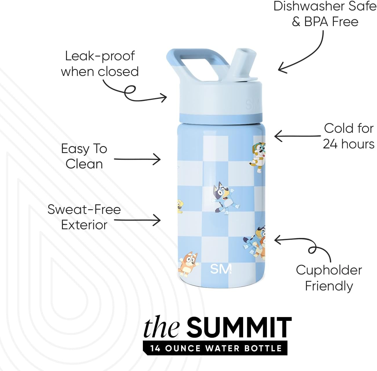 Simple Modern Disney Minnie Mouse Kids Water Bottle with Straw Lid | 14oz Insulated Stainless Steel Kids Tumbler & Spill Proof Toddler Cup for School, Girls, Boys | Summit | Minnie Mouse Fun - Colors B
