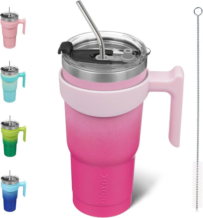 BJPKPK Tumbler With Handle And Straw Lid 40 oz Stainless Steel Insulated Coffee Tumbler Cups For Home, Office or Car,Turquoise