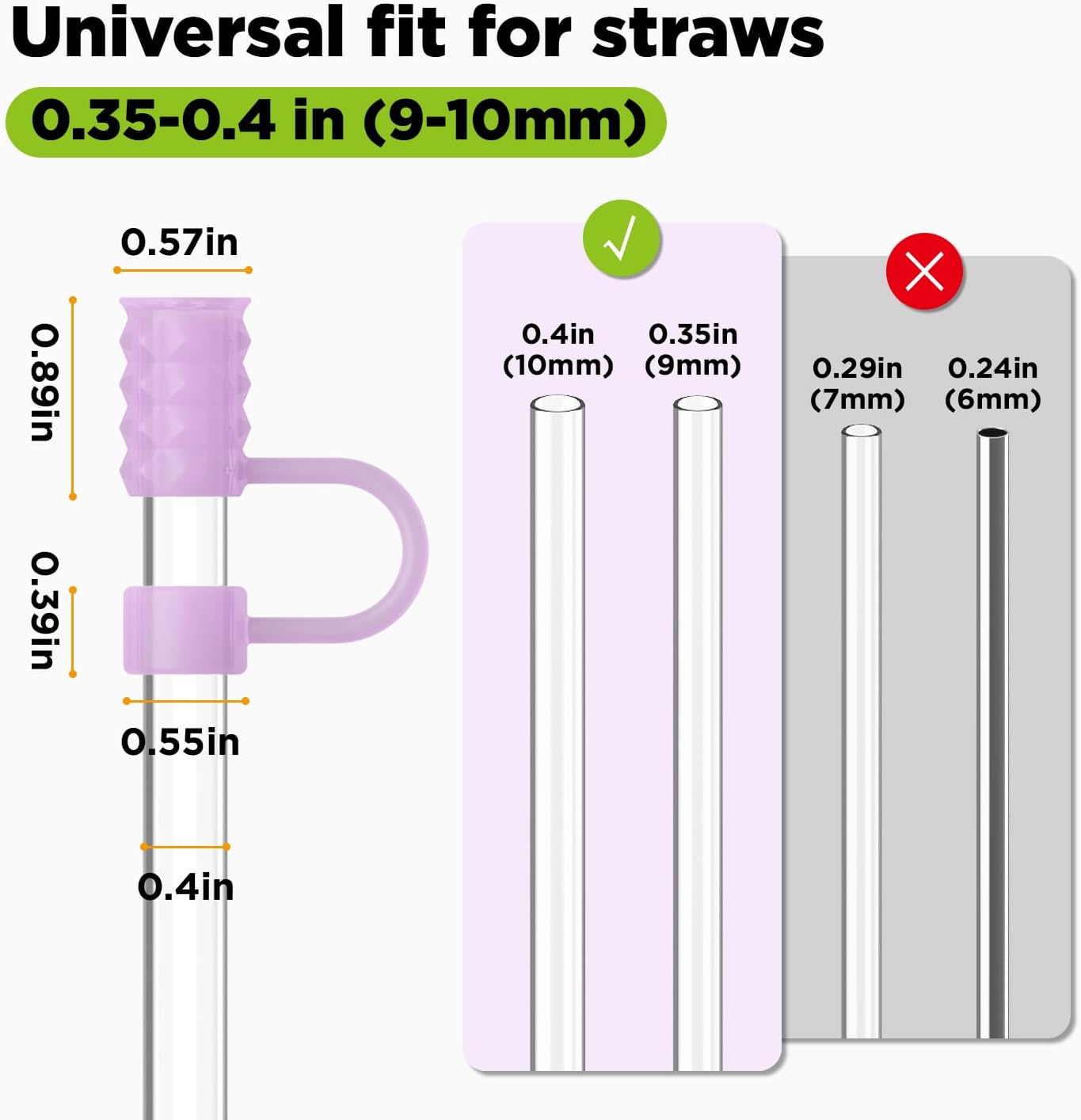 6 Pcs Straw Covers Caps, 0.4in/10mm Straw Toppers for Stanley Cup 30/40 oz, Starlight